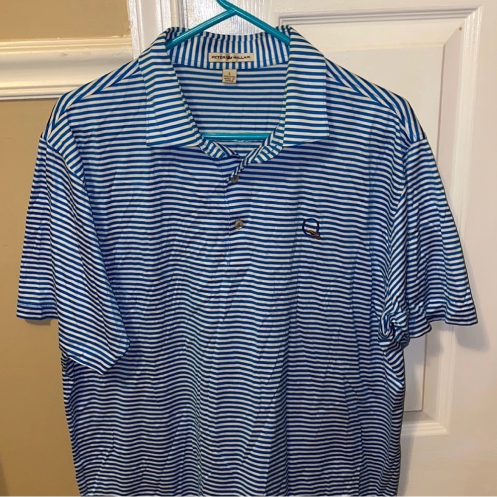 Peter Millar Quail Hollow Classic Blue and White Polo Shirt